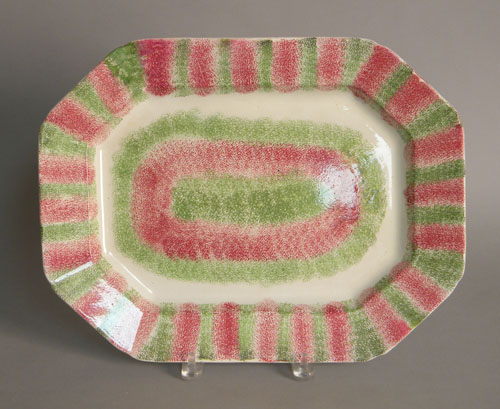 Appraisal: Red and green rainbow spatter platter th c l