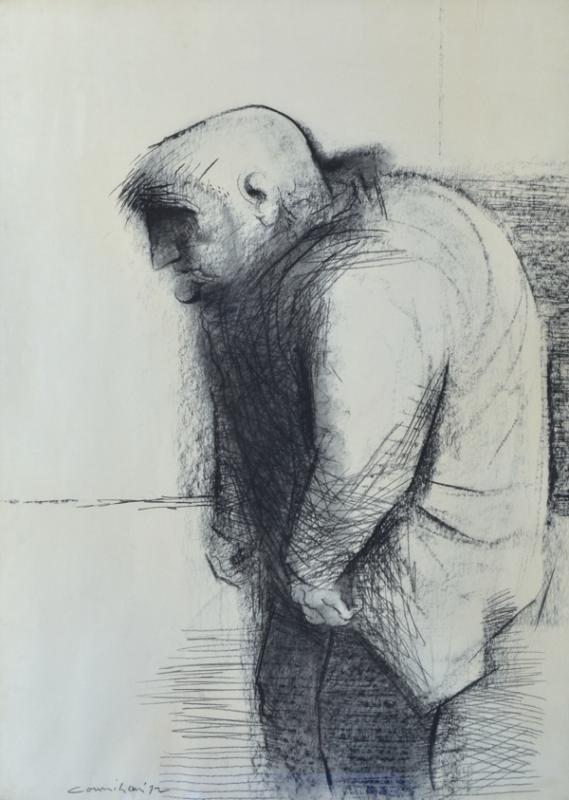 Appraisal: NOEL COUNIHAN - Portrait of a Man charcoal NOEL COUNIHAN