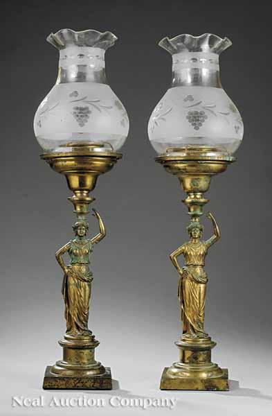 Appraisal: A Pair of American Late Classical Gilt Lacquered Brass and