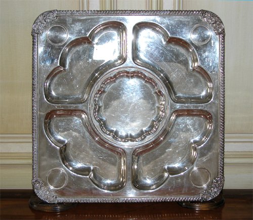 Appraisal: Title Large Footed Silver plate Tray with shallow divisions and