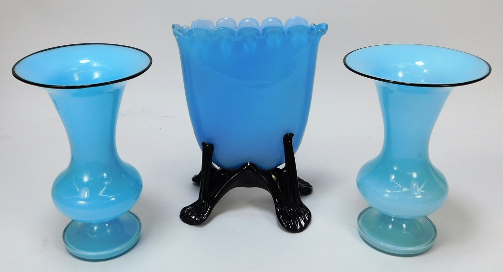 Appraisal: PC ASSORTED BLUE BOHEMIAN ART GLASS VASES Bohemia th CenturyLot