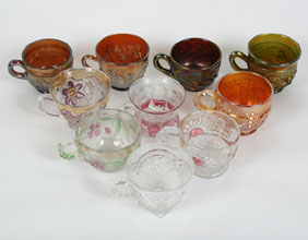 Appraisal: Collection of early glass handled punch cups Northwood berry and