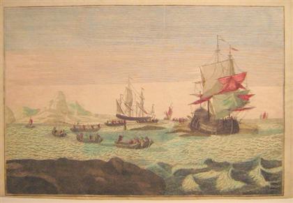 Appraisal: pieces Hand-Colored Engravings Whaling Subjects Probst George B La Navigation