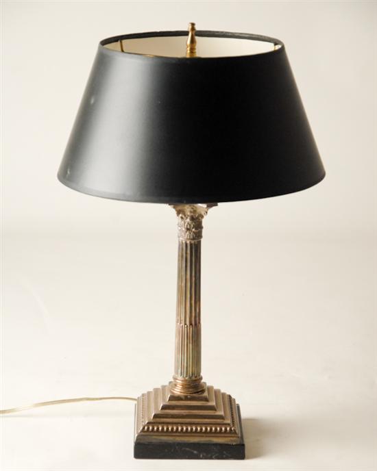 Appraisal: Brass Corinthian Column Lamp on black marble base H