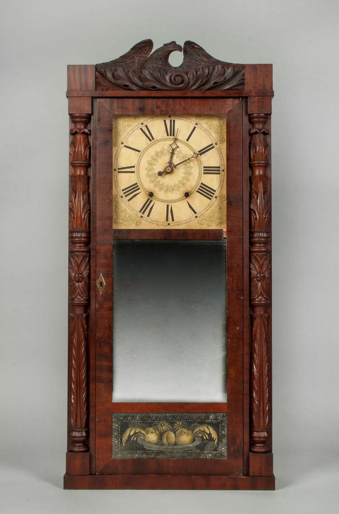 Appraisal: Jerome Darrow Shelf Clock Carved mahogany case with eagle crest