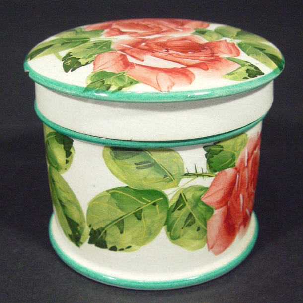 Appraisal: Wemyss cylindrical pottery box and cover hand painted with a