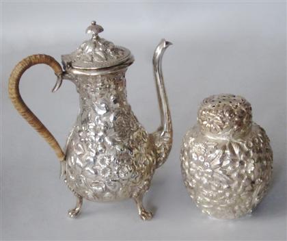 Appraisal: Sterling silver chocolat pot and sugar caster jacobi jenkins baltimore