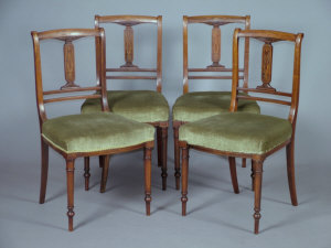 Appraisal: A set of four Edwardian rosewood salon chairs with satinwood