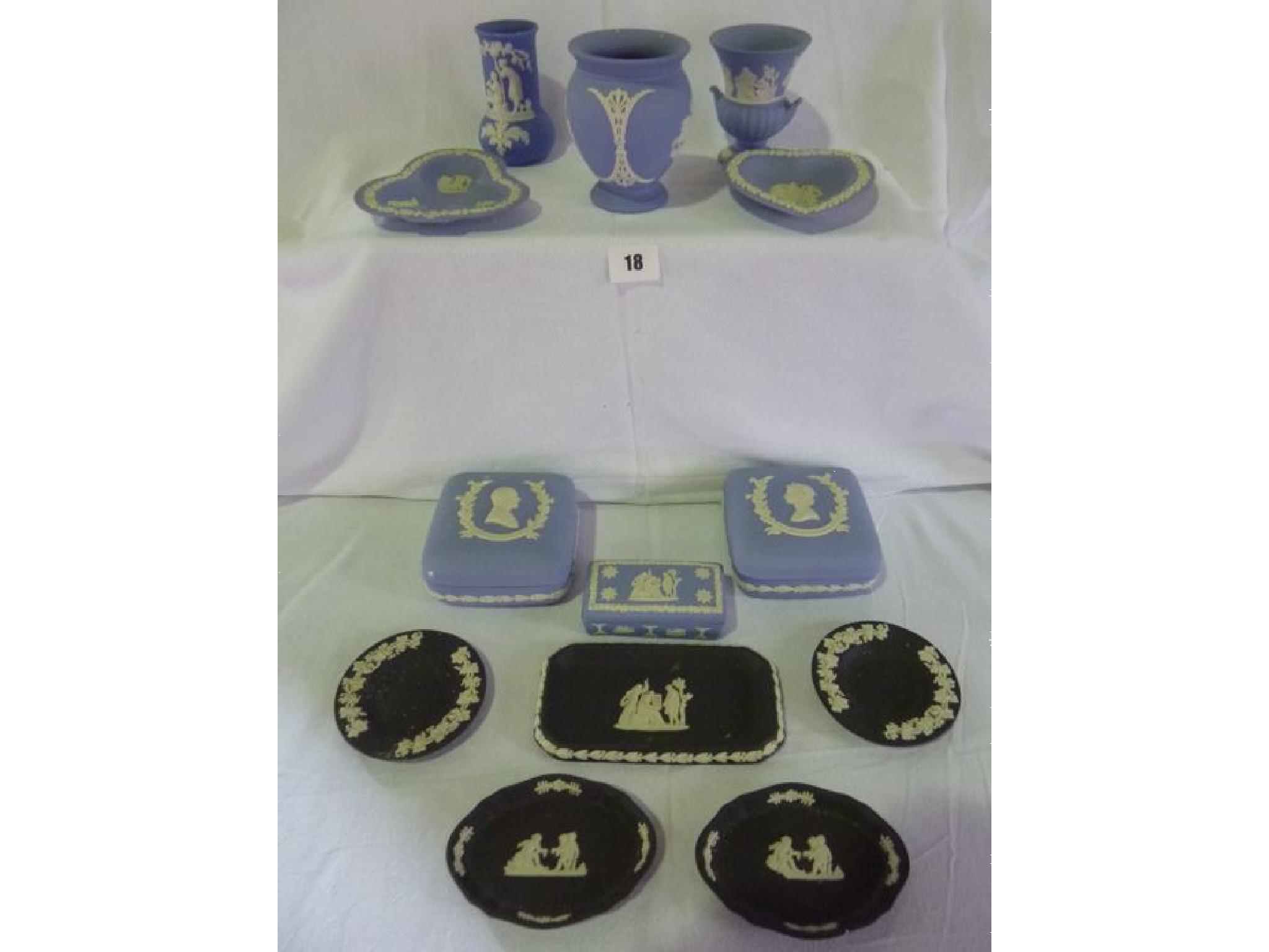 Appraisal: A collection of Wedgwood Jasperware in blue and black comprising