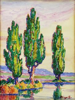 Appraisal: Watercolor Birger Sandzen Birger Sandzen American - Trees by the