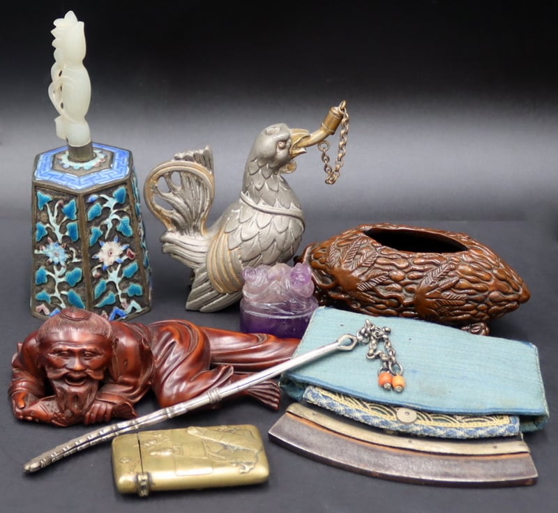 Appraisal: ASSORTED COLLECTION OF ASIAN OBJECTS D'ART Includes a signed carved