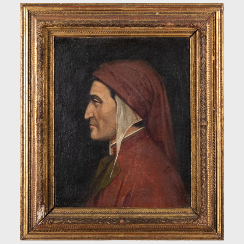 Appraisal: Italian School Dante Alighieri Oil on canvas unsigned lined x