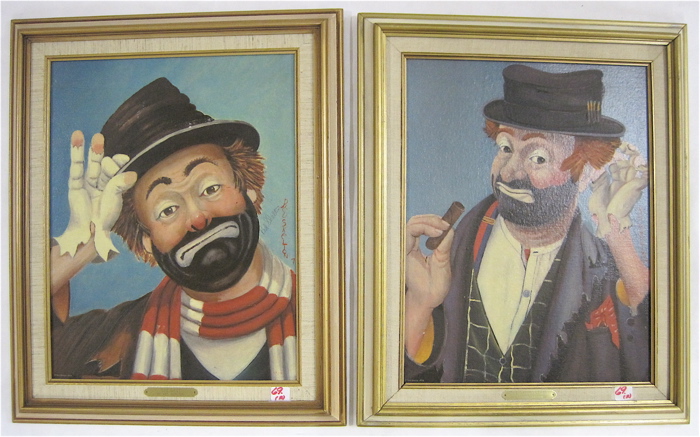 Appraisal: TWO RED SKELTON LITHOGRAPHS ON CANVAS American born titled The