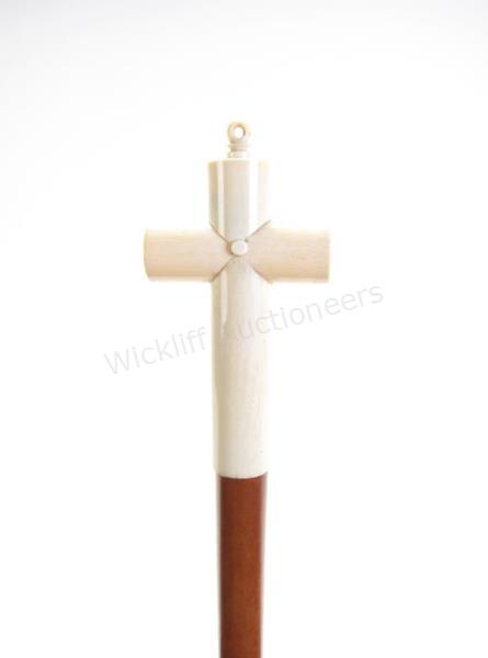 Appraisal: Carved Cross Cane solid wood shaft hand carved cross shaped