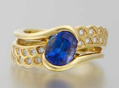 Appraisal: A Ladies' k Gold Tanzanite and Diamond Ring k yellow