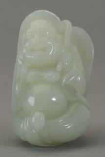 Appraisal: Chinese carved jade of Happy Buddha h Chinese carved jade