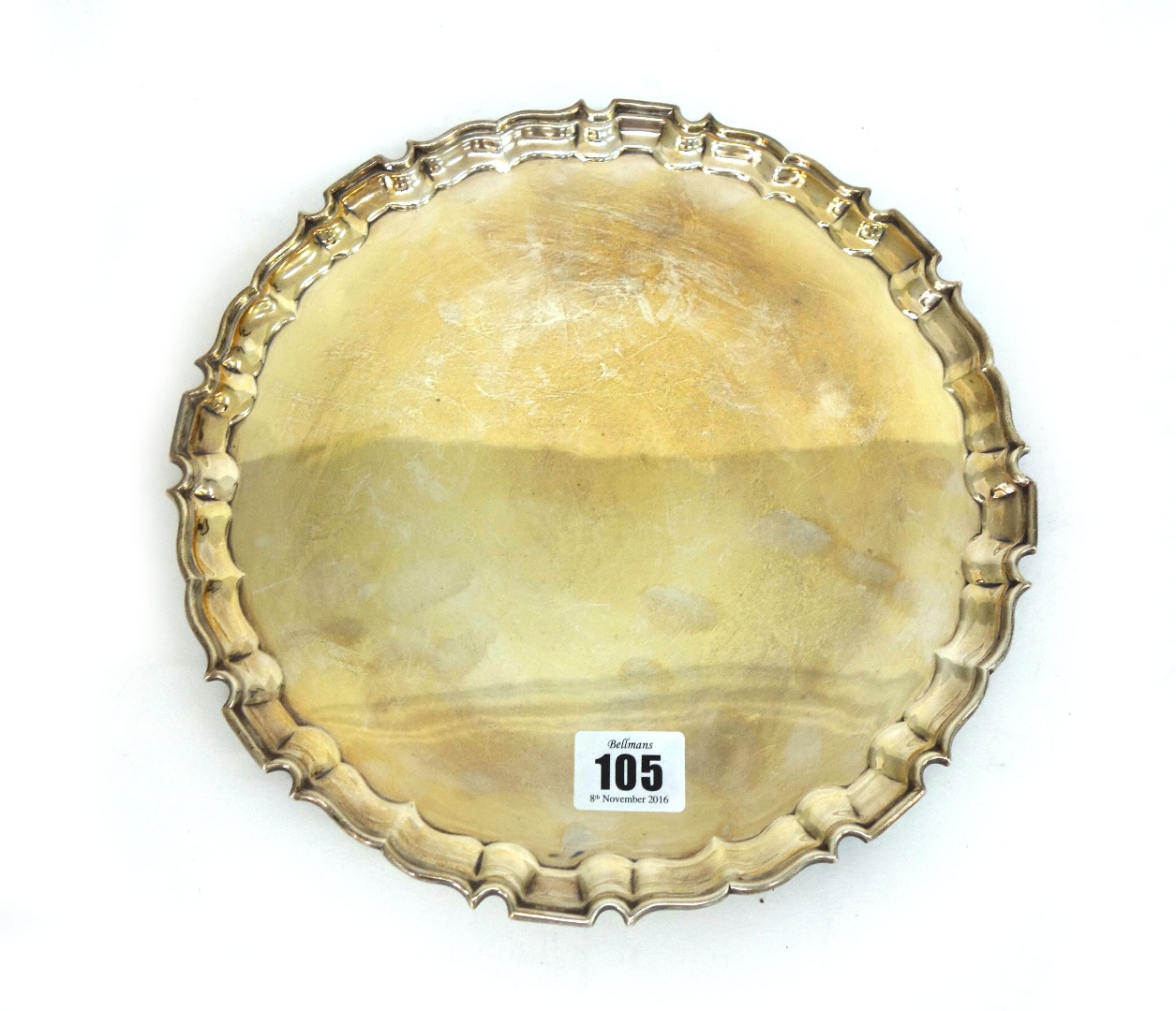 Appraisal: A George II style shaped circular silver salver by B