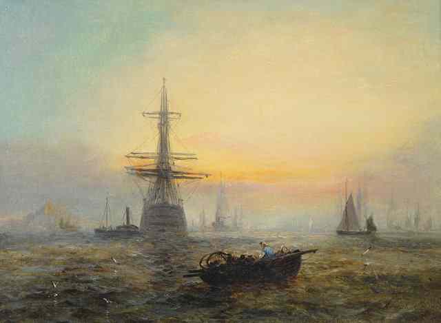 Appraisal: Adolphus Knell th Century Evening departure signed oils on canvas