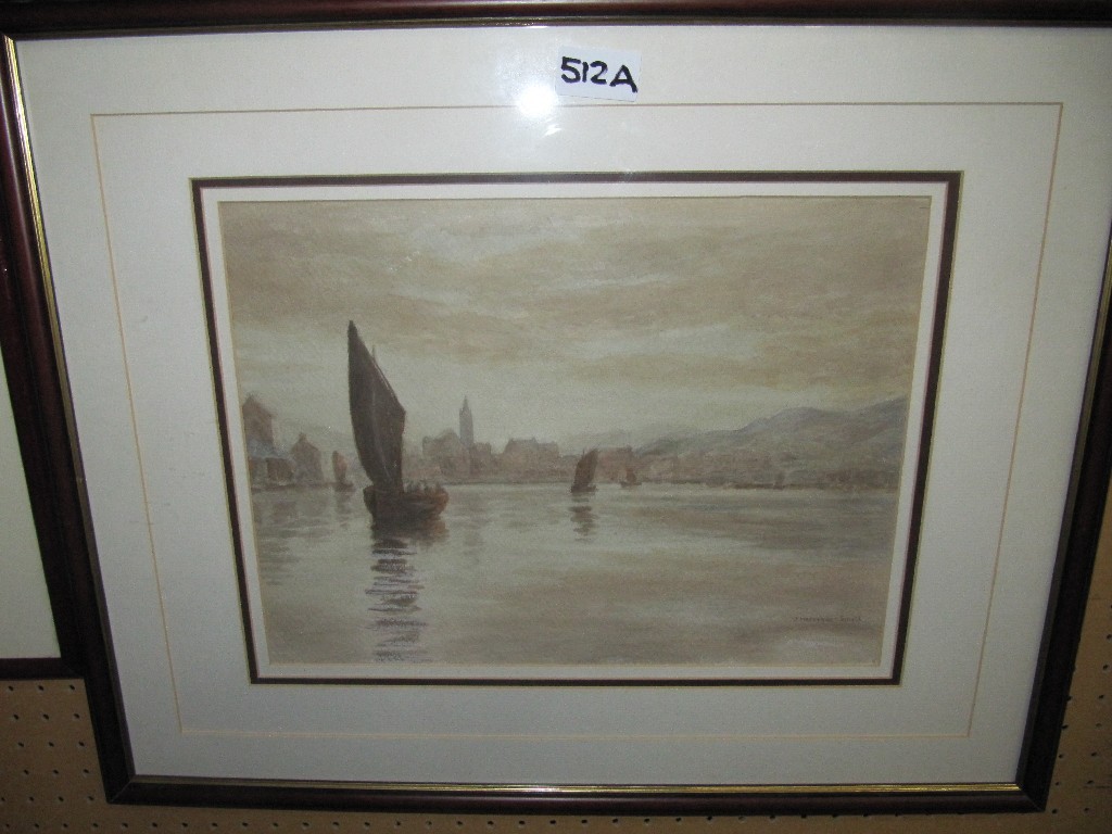 Appraisal: Watercolour loch scene with fishing boats signed J MORRISON SMITH