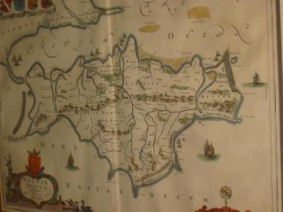 Appraisal: JOHANNES BLAEU The Isle of Wight hand coloured map with