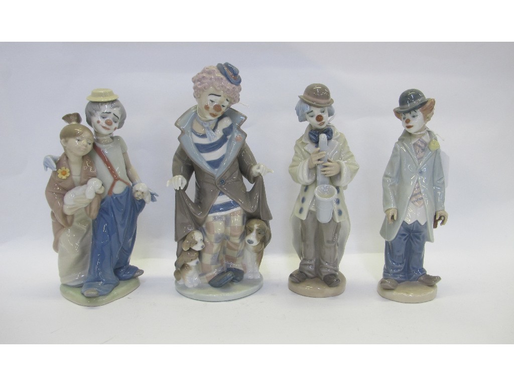 Appraisal: Four Lladro figures of clowns to include 'Pals Forever' -