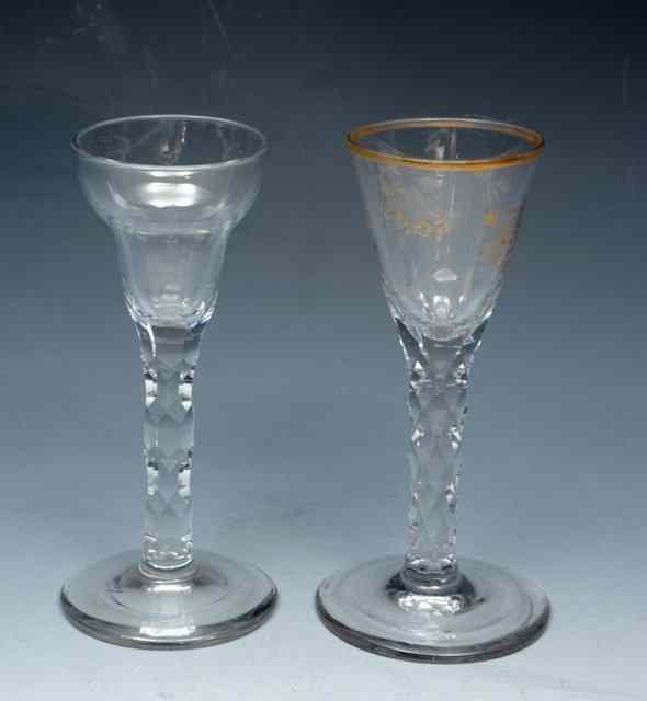 Appraisal: A HEXAGONAL FACET STEM WINE GLASS with pan top bowl