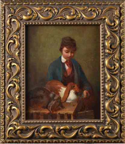 Appraisal: School of Thomas Lawrence Oil Painting on BoardDepicting a young