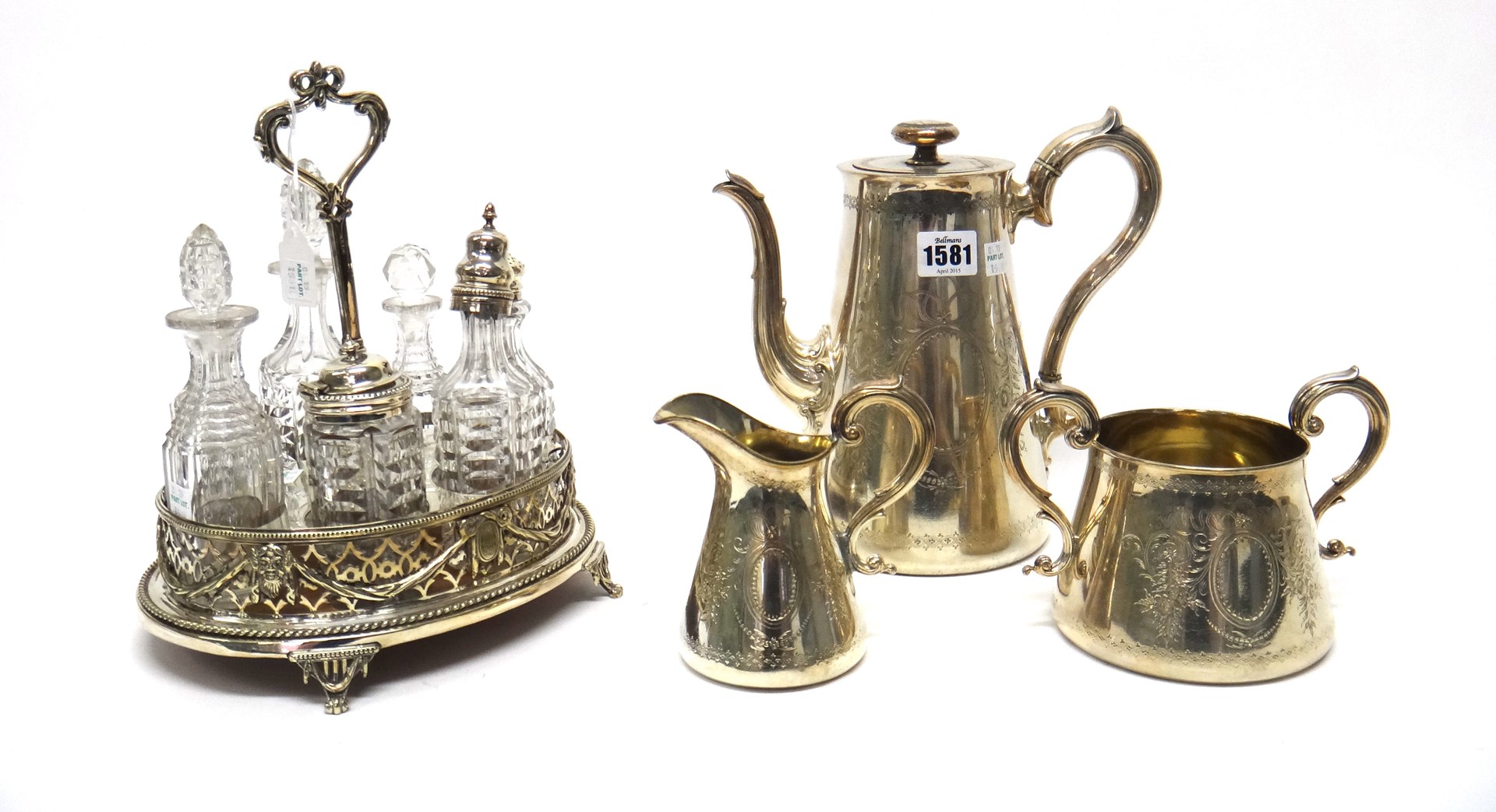 Appraisal: A Victorian plated three piece coffee set comprising a coffee