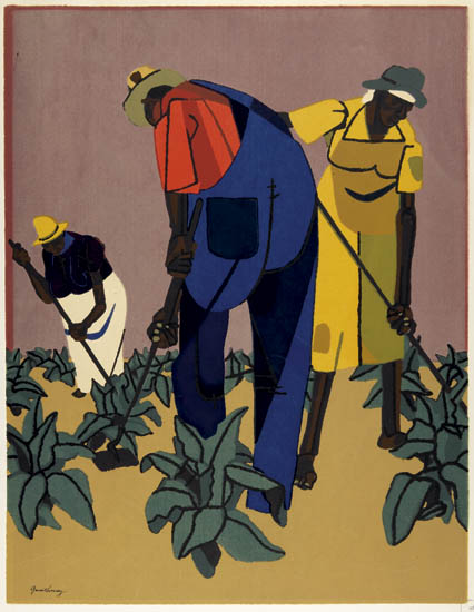 Appraisal: ROBERT GWATHMEY Tobacco Farmers Color screenprint x mm x inches