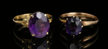 Appraisal: Two Amethyst Rings from Brazil Containing a ring set with