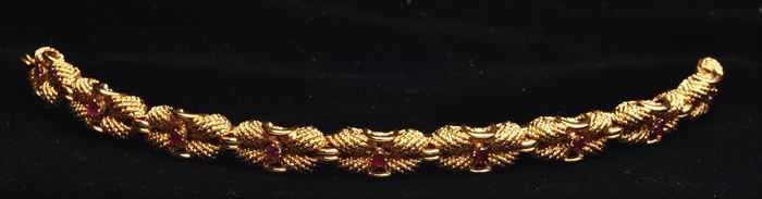 Appraisal: RUBY AND GOLD BRACELET Stamped k in