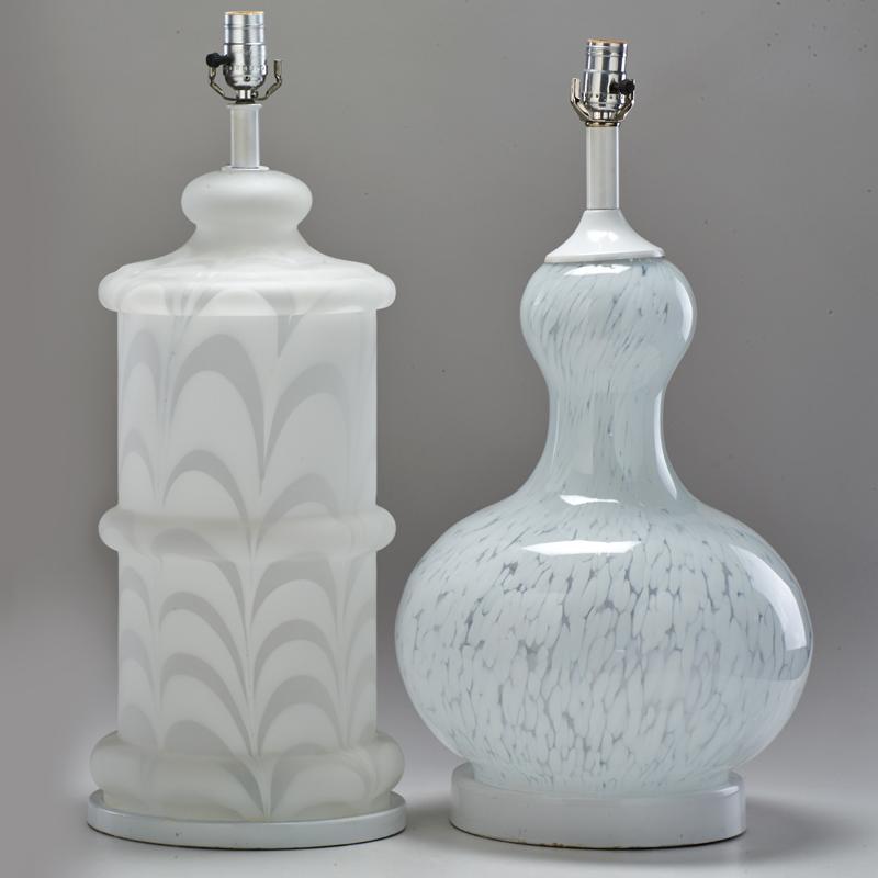 Appraisal: ITALIAN Two frosted and cased glass table lamps s Unmarked