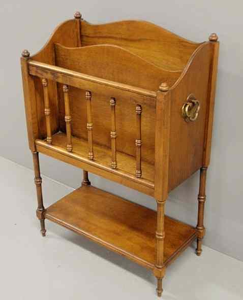 Appraisal: Baker Furniture Co Sheraton style fruitwood magazine rack h x