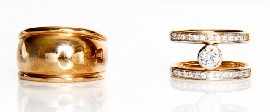 Appraisal: Two ct rose gold rings one set with white stones