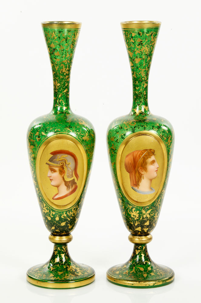 Appraisal: - Pr th C Bohemian Glass Vases pair of th