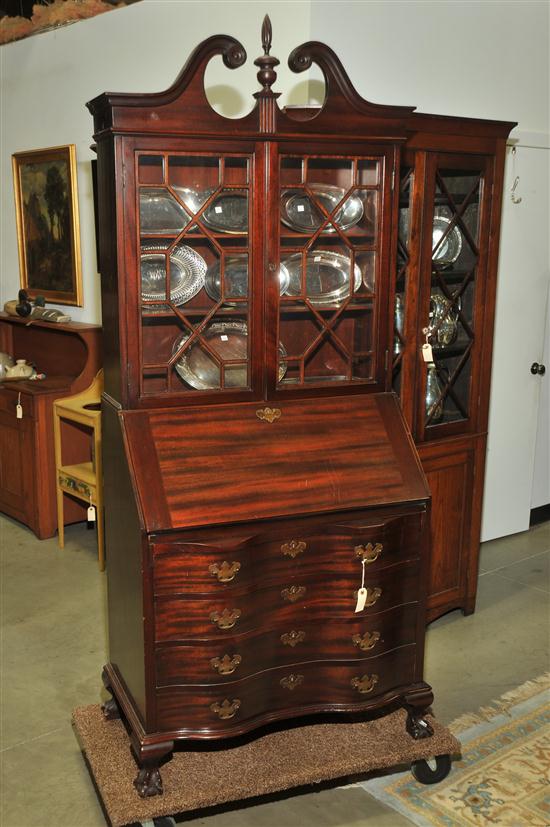 Appraisal: MADDOX SECRETARY BOOKCASE Mahogany having a broken arch pediment turned