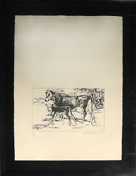 Appraisal: LeRoy Neiman American born Bovine Family Etching printed on wove