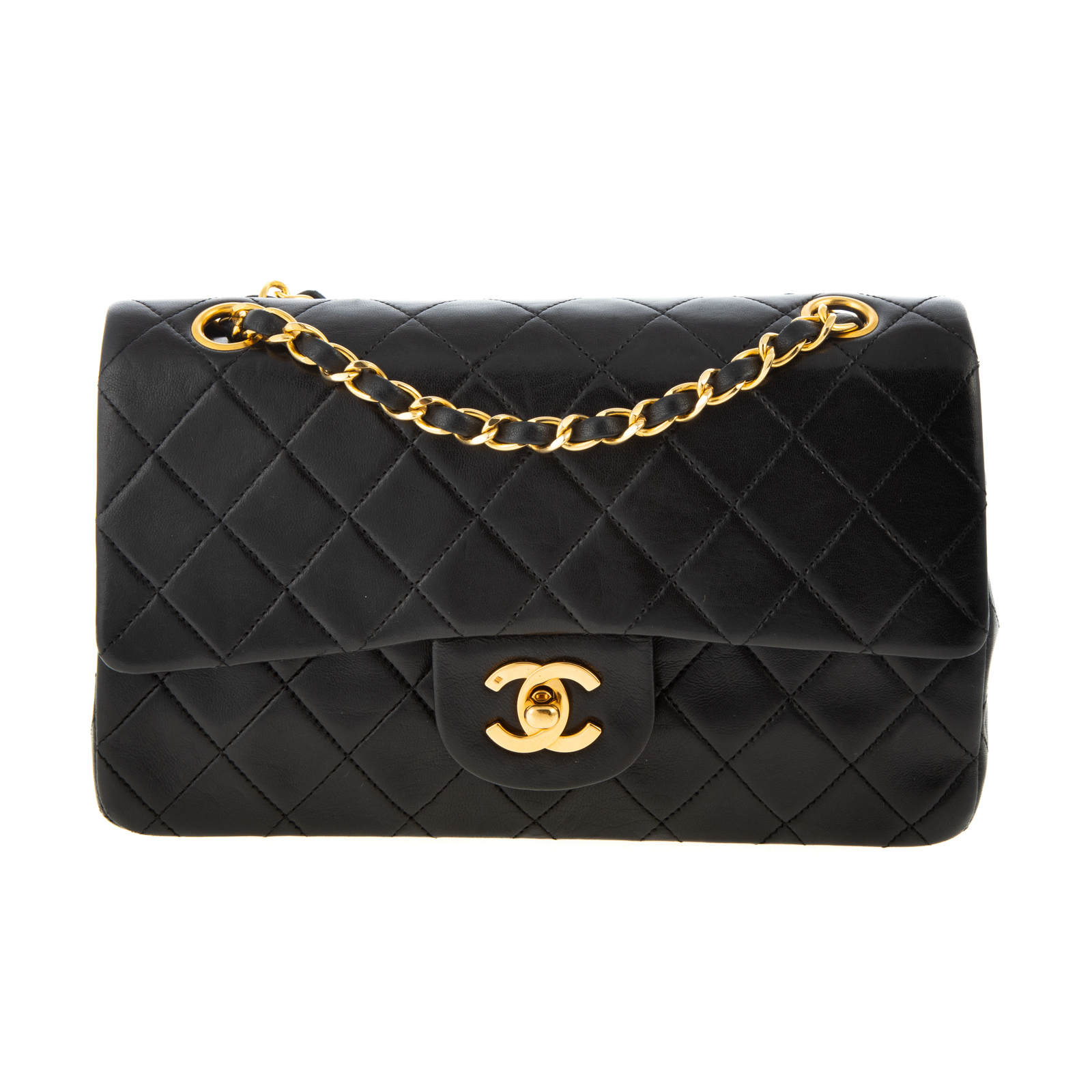 Appraisal: A SMALL CHANEL DOUBLE FLAP BAG A black Lambskin leather