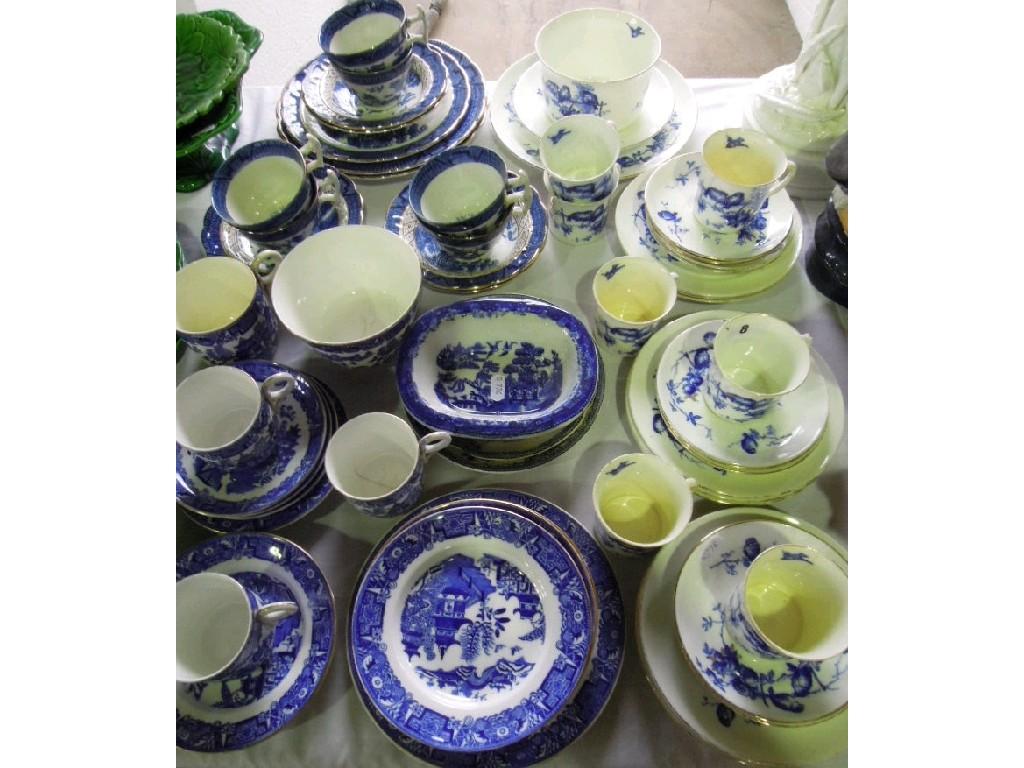 Appraisal: A quantity of blue and white printed teawares including Victorian