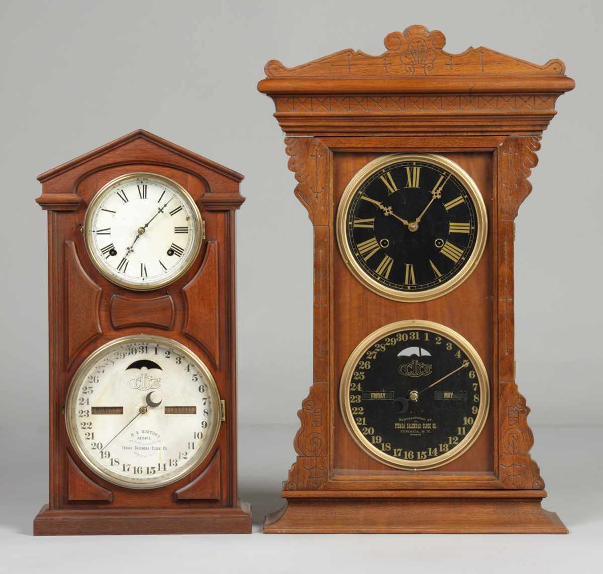 Appraisal: Ithaca Shelf Clocks Lot Ithaca Slant Top Cottage Shelf Clock