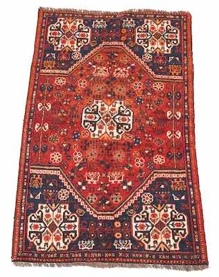 Appraisal: A Shiraz Carpet Central medallion repeated at the corners center