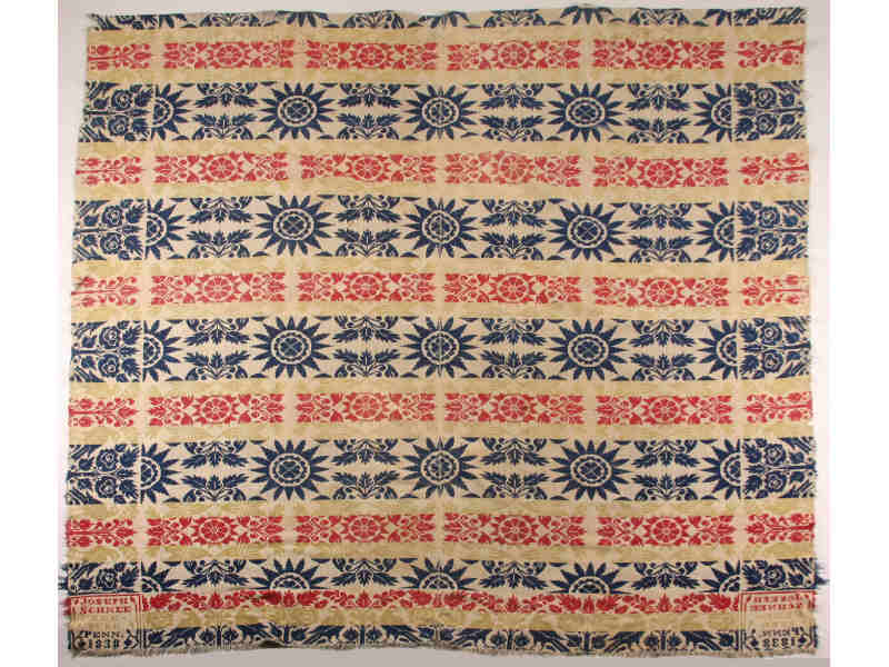 Appraisal: Jacquard Coverlet PA Dutch th c Joseph Schnee Free Burg