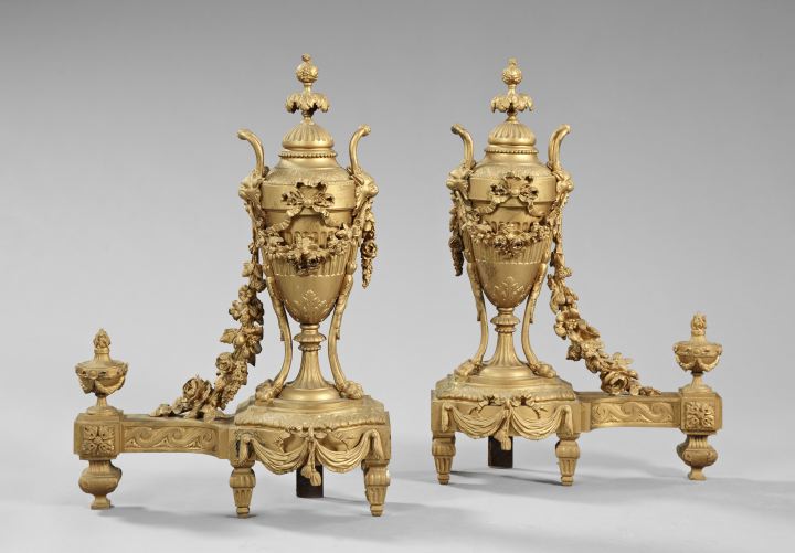 Appraisal: Pair of Napoleon III Vasiform Chenets third quarter th century