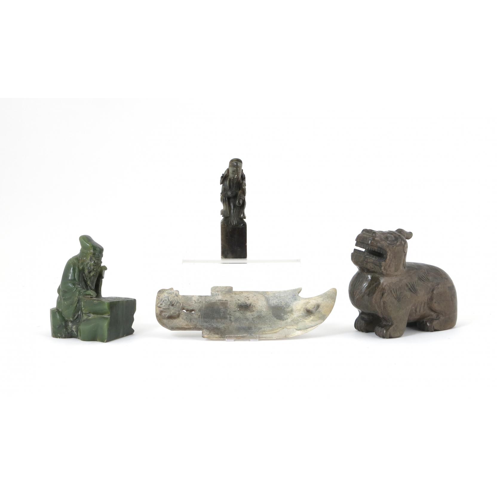 Appraisal: Group of Chinese Jade and Hardstone Items comprised of two