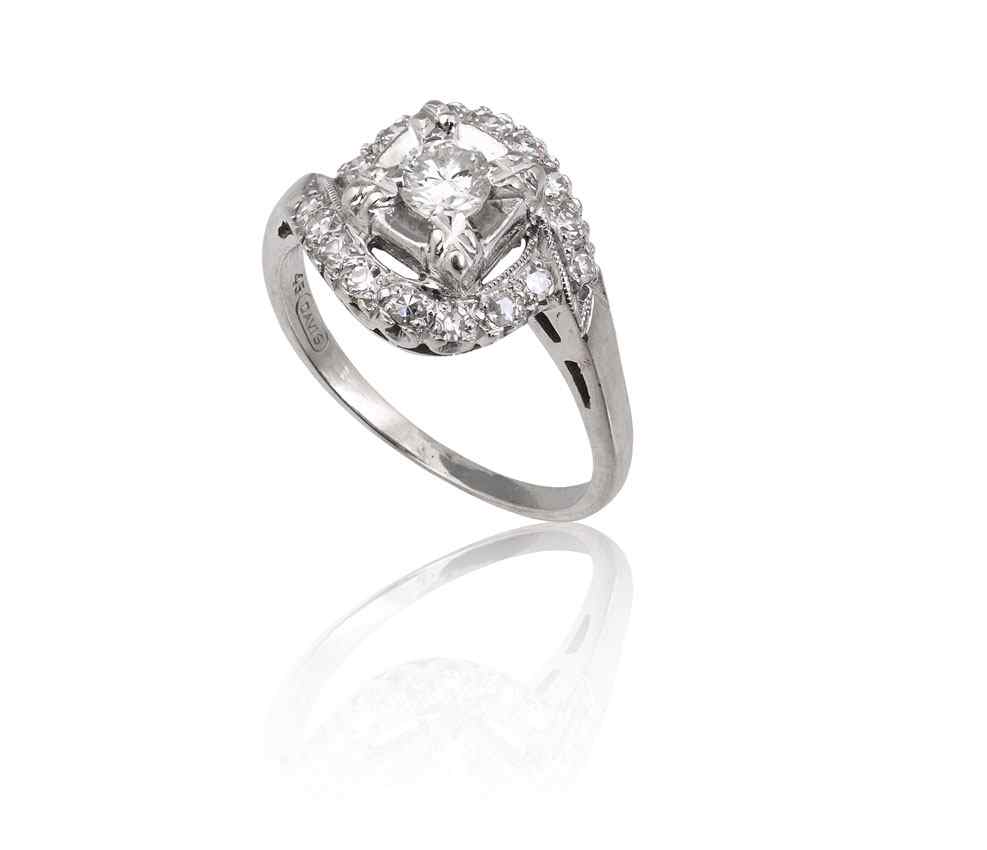 Appraisal: K CTW DIAMOND RING K white gold ring contains round