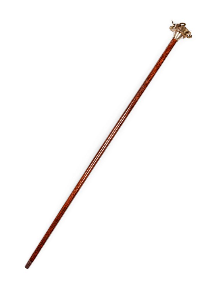 Appraisal: A Brass Mounted Simulated Snakewood Orienteer's 'System' Walking Stick A