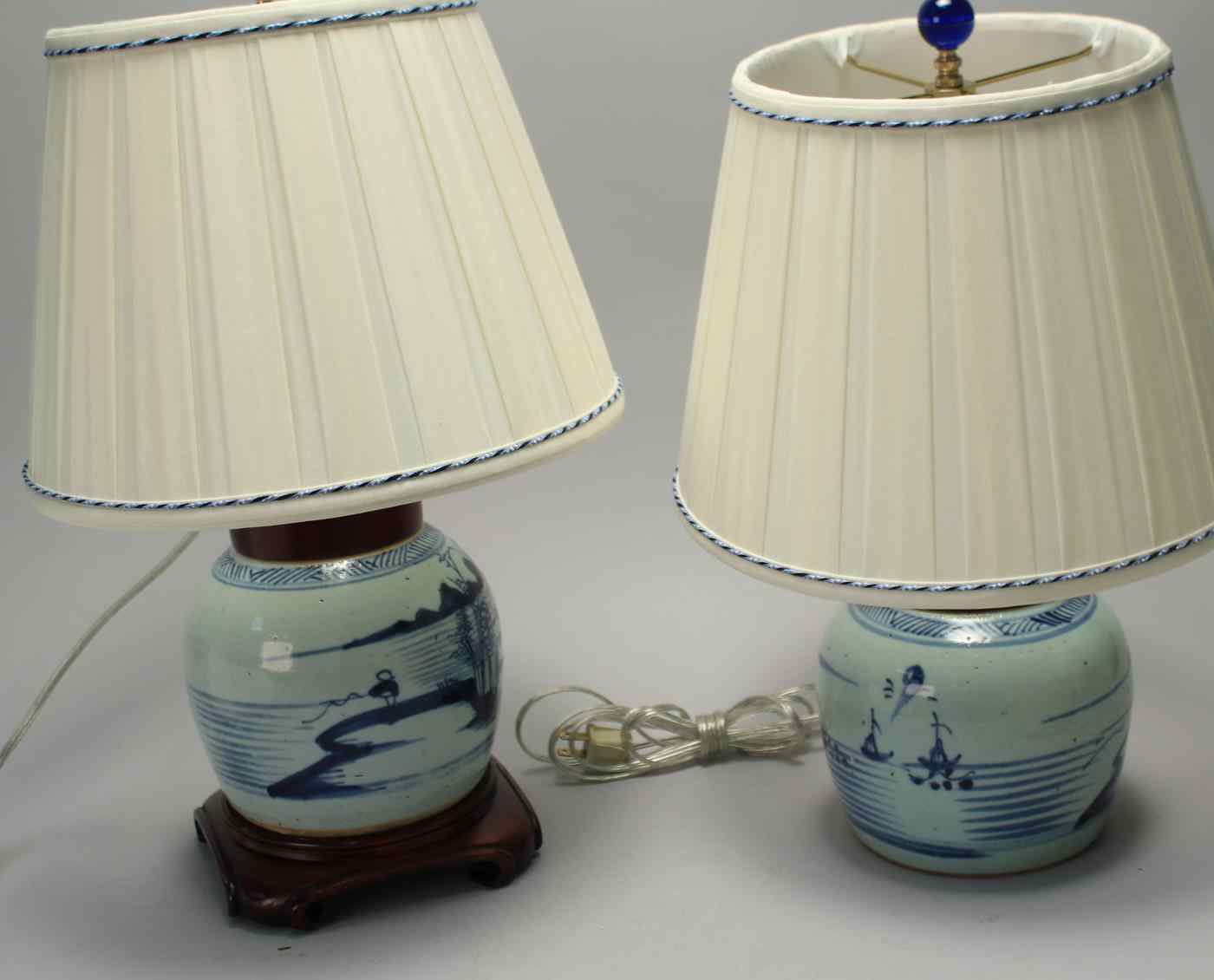 Appraisal: PAIR OF BLUE AND WHITE CANTON GINGER JARS th CenturyTurned