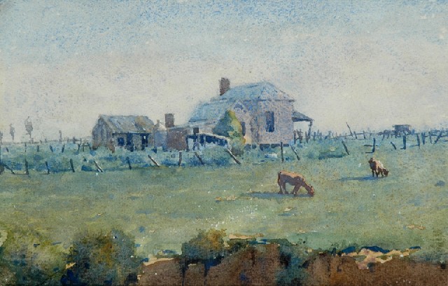 Appraisal: Mervyn Napier Waller - Little Grey House watercolour artist's name