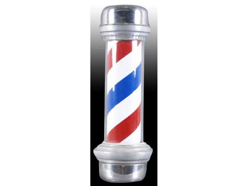 Appraisal: Electrified Barber Shop Pole With Silver Top Bot Description ''