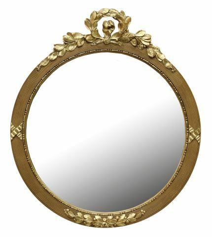 Appraisal: Louis XVI style gilt framed circular wall mirror mid th